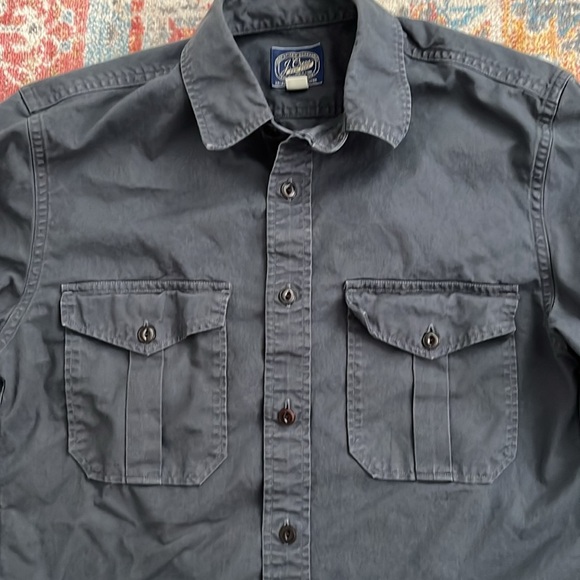 JCrew retro/vintage military grey button down camp shirt - Picture 4 of 5